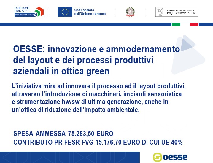 Oesse partecipa al Bando Investimenti innovativi e tecnologici delle imprese PR FESR A3.2.1